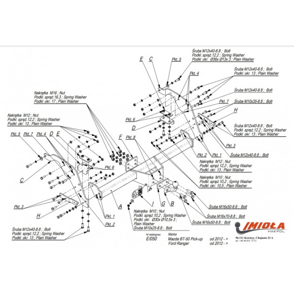 საბუქსირე IMIOLA E/050, Ford Ranger, Mazda BT 50, 2012- საბუქსირე IMIOLA E/050, Ford Ranger, Mazda BT 50, 2012-