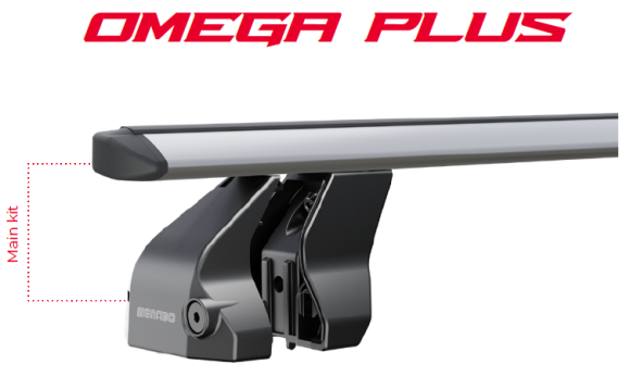 ძირითადი საბარგული MENABO OMEGA PLUS M მანქანისთვის სადა სახურავით, ALU