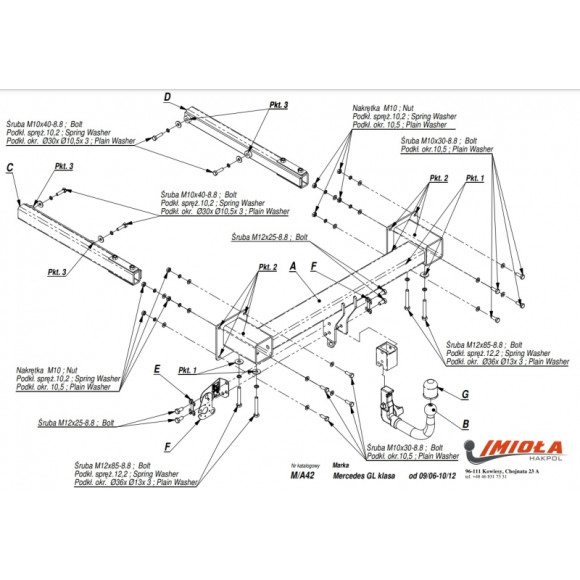 საბუქსირე IMIOLA B/A14 სწრაფად მოხსნადი Mersedes GL, 2006-2012