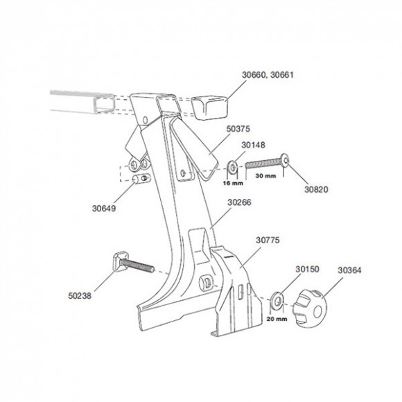 საყრდენი ფეხი საწვიმარი ღარისთვის  Thule Gutter Foot 953, 4ც საყრდენი ფეხი საწვიმარი ღარისთვის  Thule Gutter Foot 953, 4ც