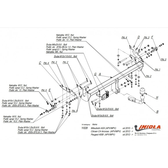 საბუქსირე IMIOLA Y/028 Mitsubishi ASX, Citroen C4 Aircross, Peugeot 4008 - საბუქსირე IMIOLA Y/028 Mitsubishi ASX, Citroen C4 Aircross, Peugeot 4008 -